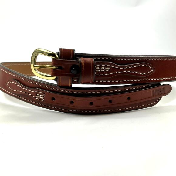 National Rifle Association Other - Aker NRA Walker Ranger Belt Sz46 Brown Leather Brass Buckle Made in USA B10-46